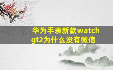 华为手表新款watch gt2为什么没有微信